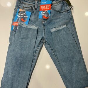 Wax Jean Blue Skinny Distressed Denim